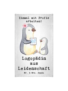 Mr. & Mrs. Panda Гостевое полотенце с надписью "Страсть к логопедии" белого цвета