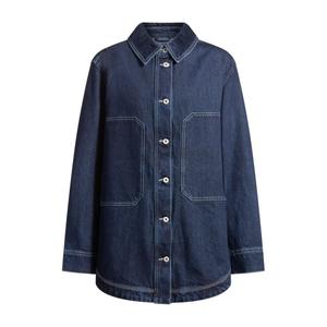 Джинсовая куртка свободного кроя с контрастной строчкой HUGO, темно-синий