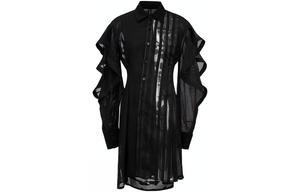 Платье-рубашка из сетки с элементами пэчворк Feng Chen Wang, черный