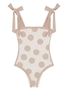Купальник в горох с завязками Simkhai, нейтральный