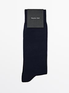 Носки из смеси шерсти, простые трикотажные Massimo Dutti, темно-синий