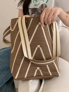 Женская сумка-тоут из холста с геометрическим принтом Doux Belle, цвет Brown