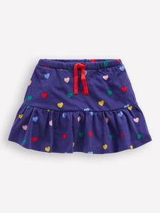Детская хлопковая юбка с ярусами и кулиской Mini Boden, Blue Multi Hearts