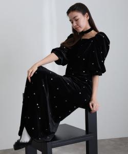 Бархатное платье с вырезом в форме сердца Pourvous, цвет Black