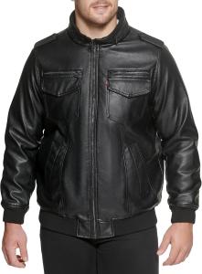 Мужская винтажная куртка-бомбер Levi's из искусственной кожи с оленем (стандартная и для больших и высоких), Black/Sherpa Lined