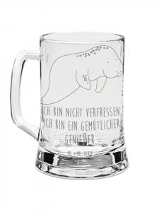 Кружка для пива с изображением морской коровы, отдыхающей с надписью на прозрачном фоне Mr. & Mrs. Panda