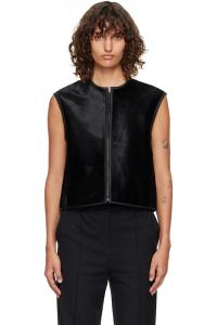 Жилет из кожи с эффектом пони от Ampas Loulou De Saison, черный
