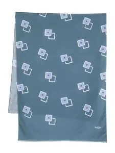 Шарф с бахромой и графичным принтом Barba, синий