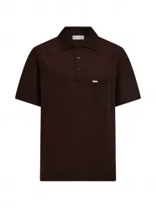 Поло с V-образным вырезом и жаккардовой отделкой кармана Ferragamo, коричневый