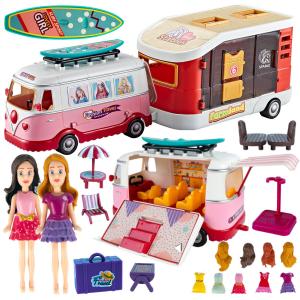 Кукольный автобус-кемпер с прицепом для лошади — игровой набор Z931 elektrostator