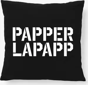Подушка Huuraa с надписью Papperlapapp, подарочная, 40x40 см, с наполнителем, черный хлопок, декор Papperlapapp Hellweg Druckerei