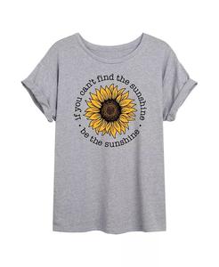 Hybrid Apparel Модная футболка большого размера с рисунком Sunshine для юниоров Good Vibes Llc, серый