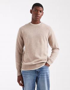 Оригинальный вязаный джемпер с логотипом «летучая мышь» бежевого меланжевого цвета Levi'S