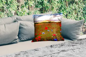 Подушка для улицы - Цветы - Закат - Цвета - 50x50 см - Устойчива к погодным условиям - Подушка для отдыха - Удобная - Подушка с рисунком MuchoWow