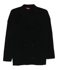 Черный кардиган из шерсти и кашемира с V-образным вырезом. Max Mara Studio, черный