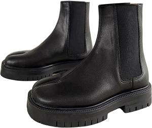 Женские ботинки KOKOMOMO с низким каблуком, разделенным носком, ботильоны на щиколотке, японские ниндзя-туфли, плоские челси, массивная платформа на каблуке, Black Matte