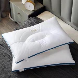 makej Подушка перьевая мягкая бархатная с вышивкой и защитой для шеи Blue