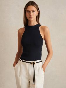 Жилет Lacey с воронкообразным воротником из смесовой ткани Reiss, Navy