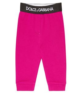 Детские хлопковые леггинсы Dolce&Gabbana Kids, розовый