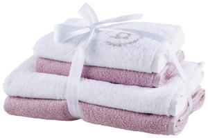 Комплект махровых тканей из 4 предметов gino Bugatti, фиолетовый/белый