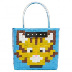 Полипропиленовая с поливинилхлоридом женская сумка через плечо светло-голубая MARNI