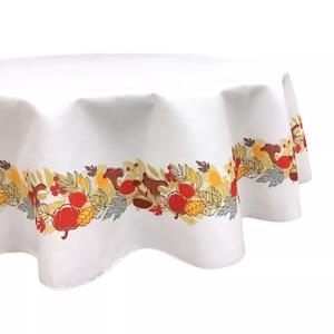 Круглая скатерть, 100% полиэстер, круглая 60 дюймов, художественная осенняя гирлянда