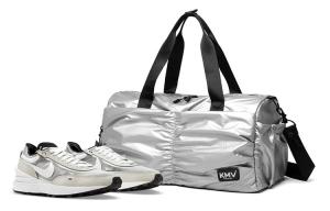 KMV Полиуретановый кросс-боди рюкзак Тренировочная сумка Йога-сумка Спортивная сумка среднего размера Унисекс Радуга Розовое золото Алмаз Серебро, Technology Silver Upgraded