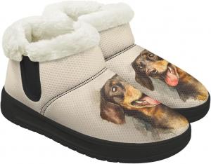 Женские зимние ботинки KEIAHUAN с утеплителем из меха, удобные кроссовки на снег с пушистым воротником, подходящие для улицы, Dachshund