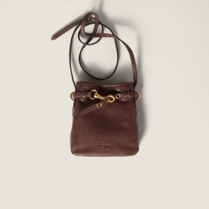 Кожаный клатч из наппы MIU MIU, коричневый