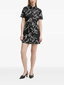 Платье-рубашка мини с принтом Desigual, черный