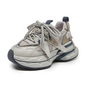 KEJIANNI Амортизирующие противоскользящие износостойкие легкие низкие массивные кроссовки женские серые, цвет Gray