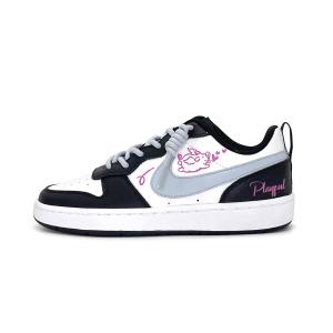Court Borough Pink Pig низкие детские скейтборд кроссовки Gray Pink Kids' Nike, черный/белый