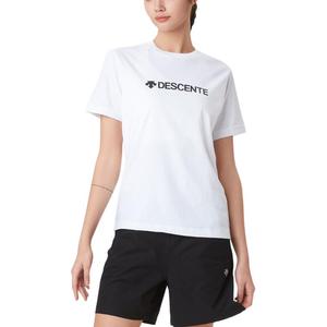 Футболки унисекс с круглым вырезом, средней толщины Descente, белый
