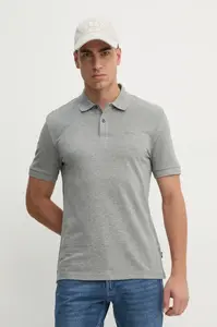 Хлопковая рубашка-поло BOSS, серый