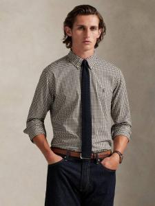 Кастомная хлопковая рубашка с длинными рукавами и воротником Ralph Lauren