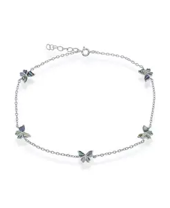 Серебряный браслет на лодыжку с бабочкой-морским ушком Caribbean Treasures, silver