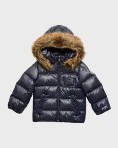 Детская стеганая куртка из искусственного меха-пуховика, размер 3М-3 Moncler, цвет Navy