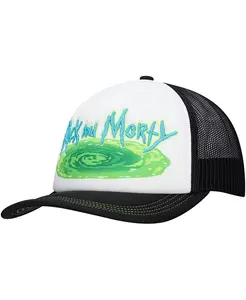 Мужская и женская белая/черная регулируемая кепка дальнобойщика с принтом Рика и Морти Lids