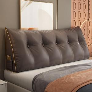 Подушка для изголовья кровати размера Queen, клиновидная подушка для изголовья, подушка для чтения на кровати, треугольная подушка, подушка для поддержки спины на кровати, подушка для дивана-кровати (цвет: кофейный, размер: Twin/39 дюймов) COZMAX, Coffee