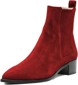 Женские ботильоны на низком каблуке с эластичной вставкой, зауженный носок, удобные ботинки для работы, свиданий и праздников, размеры 4-16 US Wo wagas, Red