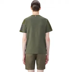 Футболка-поло с 4-полосным узором THOM BROWNE, темно-зеленый