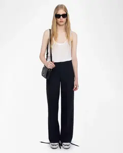 Женские прямые брюки Panol с заклепками Zadig & Voltaire, темно-синий