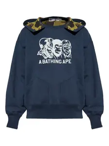 Худи из хлопка с двойной стороной A Bathing Ape, синий