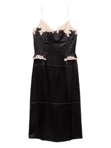 Платье из шелка и кружева Prada, черный