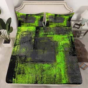 Erosebridal Комплект постельного белья Grunge Lime Green в стиле граффити тай-дай с омбре и абстрактным рисунком, Multi 10