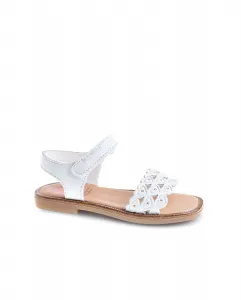 Сандалии кожаные для девочек с застежкой-липучкой Pablosky, белый