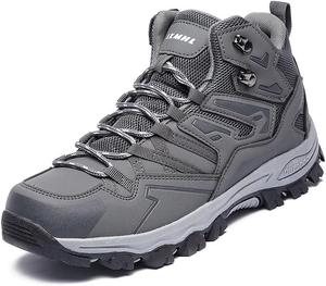 Мужские высокие туристические ботинки водонепроницаемые, для активного отдыха на открытом воздухе, с широкой посадкой, кожаным верхом, противоскользящие кроссовки для походов, зимних прогулок и восхождений в горы Qacksv, серый