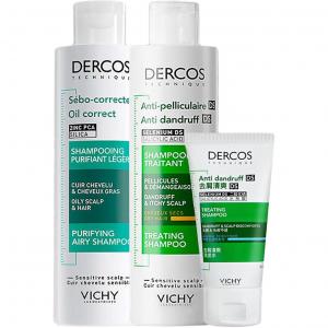 Vichy Освежающий шампунь против перхоти с мятным ароматом 50 мл + 200 мл + 200 мл