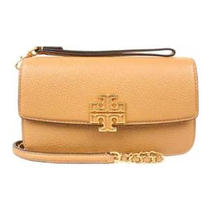 TORY BURCH Сумка Britten Cow Leather маленькая квадратная через плечо, кроссбод маленький женский светло-коричневый