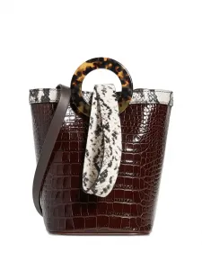 Сумка-ведро Aurora с крокодиловым эффектом и деталями в виде змеи Nico Giani, коричневый
